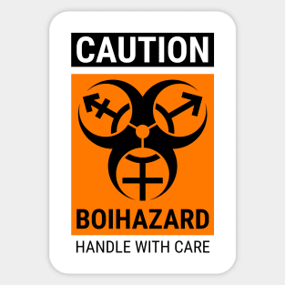 "BOI HAZARD/handle with care" - Label Style - Safety Orange Sticker